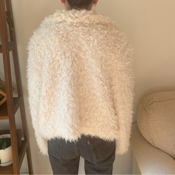 SELFIE faux fur shearling jacket white/cream color sz M - Picture 2 of 4